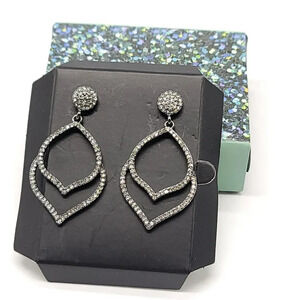 Avon Pointed Teardrop Statement Earrings Clear Rhinestone Glam Post NIB 2019